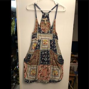 Long halter top/ Sundress w/kangaroo front pocket